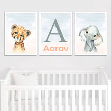 Load image into Gallery viewer, &#39;Watercolor Baby Animals&#39; Personalised Wall Art (Framed)
