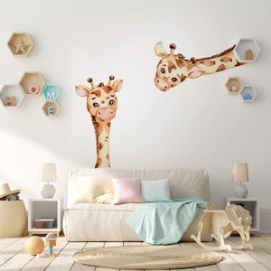 'We see you!' Cute Giraffes Watercolor Wall Stickers
