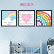 Load image into Gallery viewer, &#39;Dream Big&#39; Personalised Wall Art for Girl (Framed)
