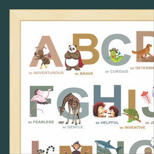 'A to Z of Emotions' Personalised Animal Wall Art (Framed)