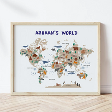Load image into Gallery viewer, Educational &amp; Fun Animals World Map (Framed)
