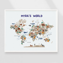 Load image into Gallery viewer, Educational &amp; Fun Animals World Map (Framed)
