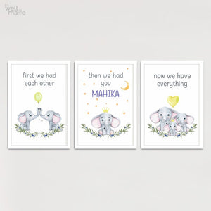 'Now We Have Everything' Personalised Wall Art (Framed Set of 3)