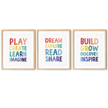 Load image into Gallery viewer, Kid&#39;s Playroom Wall Art (Framed Set of 3)
